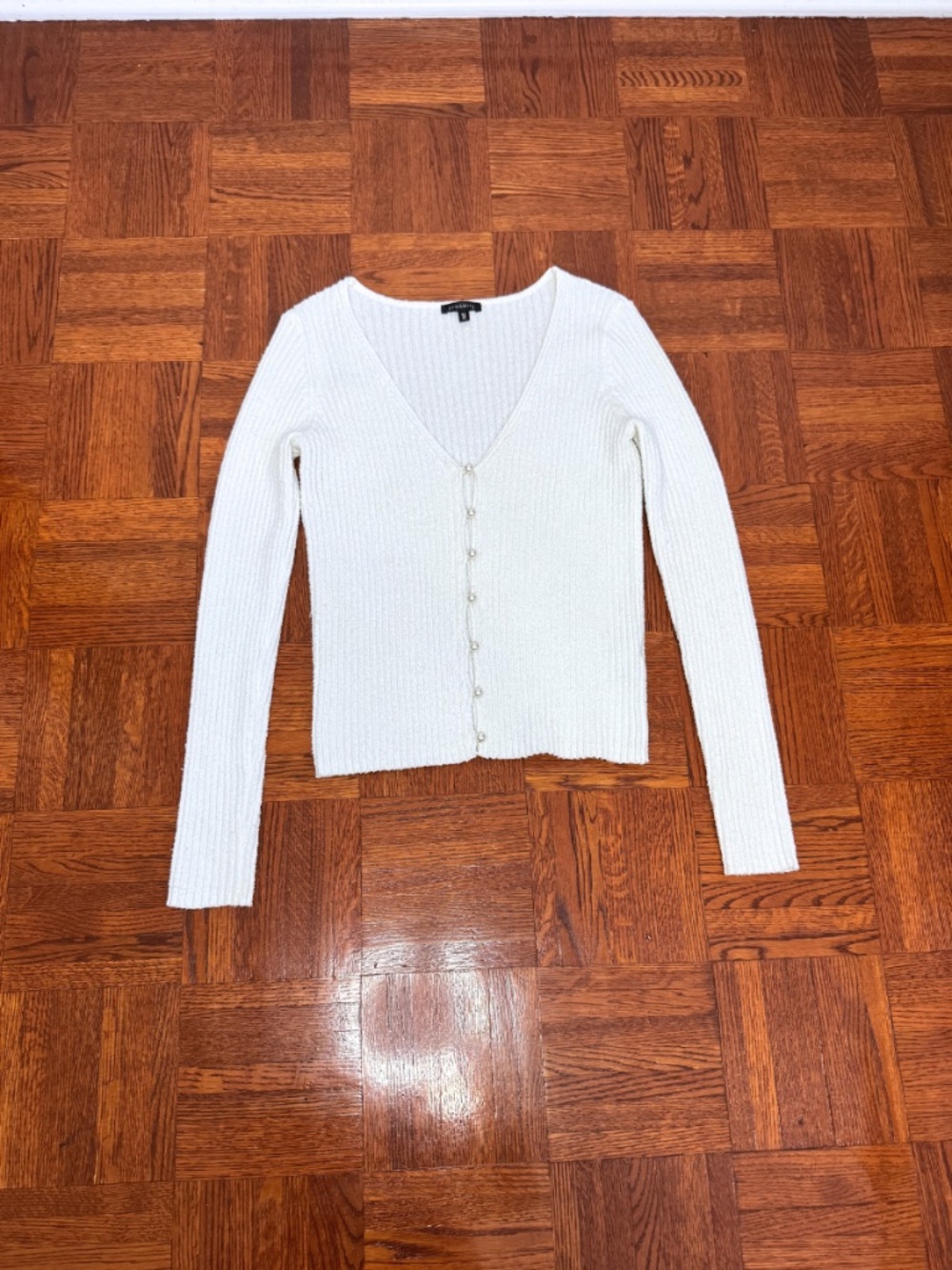 Pearl Button Cardigan Bright White Dynamite L